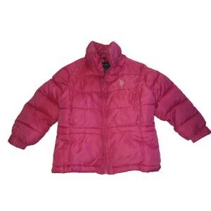 U.S. Polo Assn Girls Puffer Jacket Long Sleeve Polyester Zipper Pink Size 4 G002
